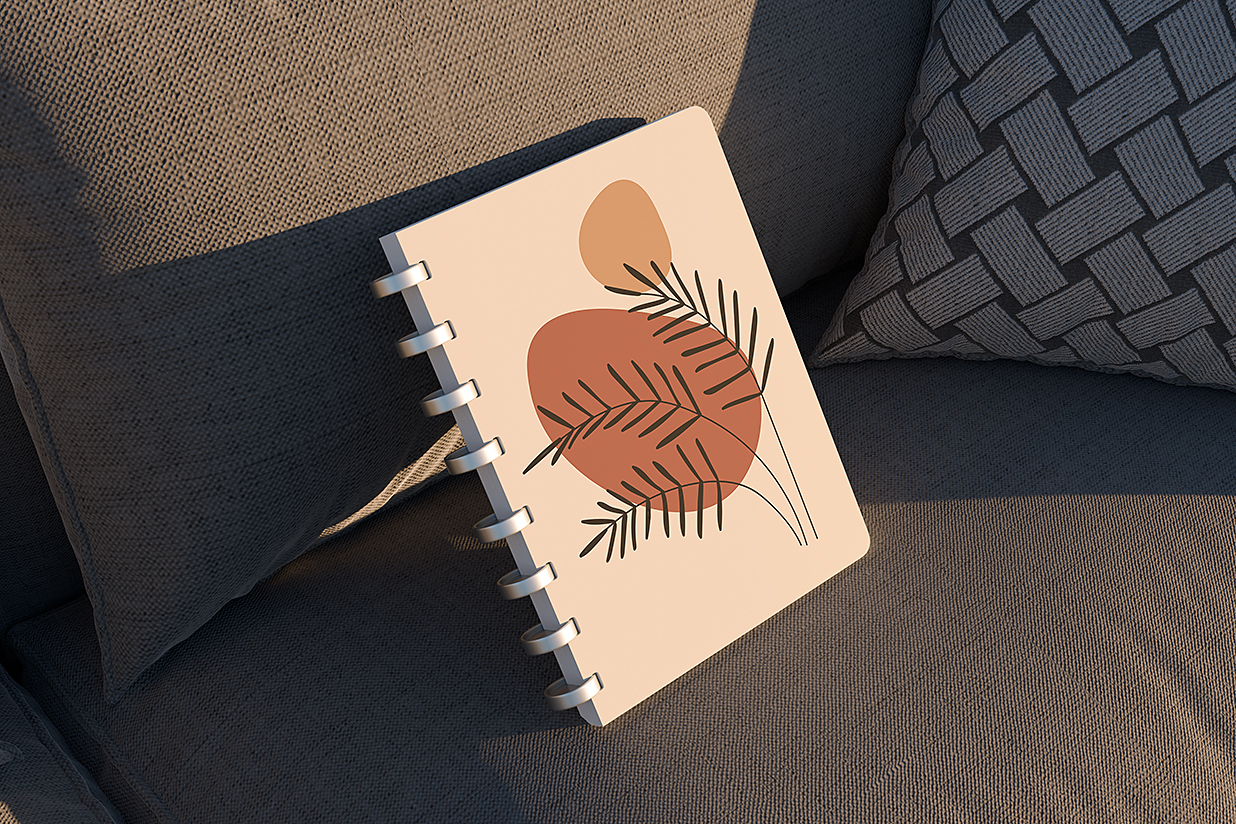 带场景的螺旋线圈笔记本记事本本子样机mockup4组插图1