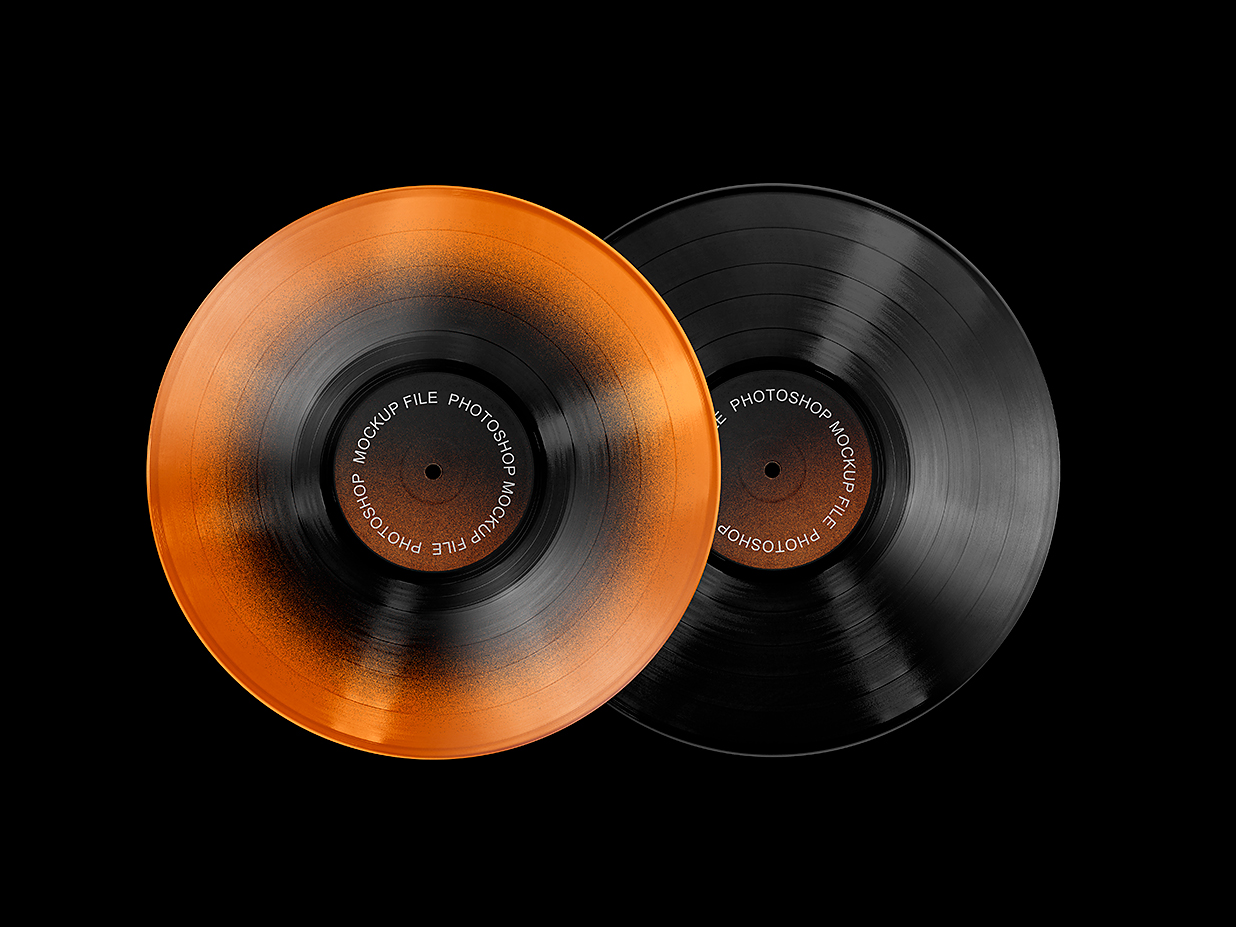 高质感复古黑胶唱片样机mockup2组插图1