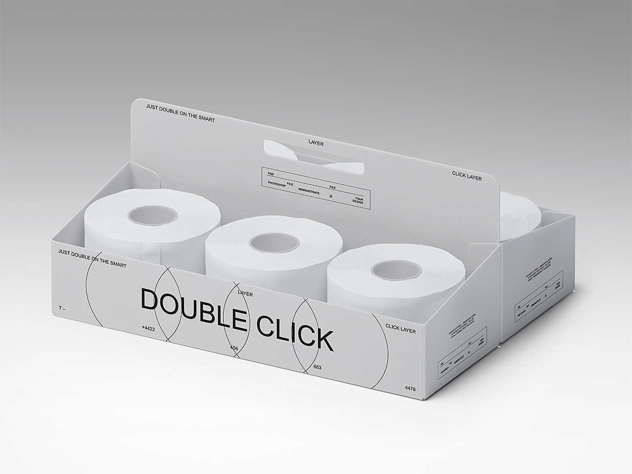 带包装的卫生纸纸巾卷纸样机mockup3组插图1