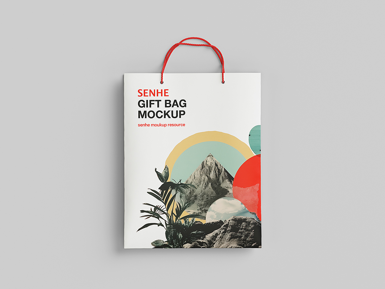 高质感礼品袋购物袋手提袋样机mockup4组插图1