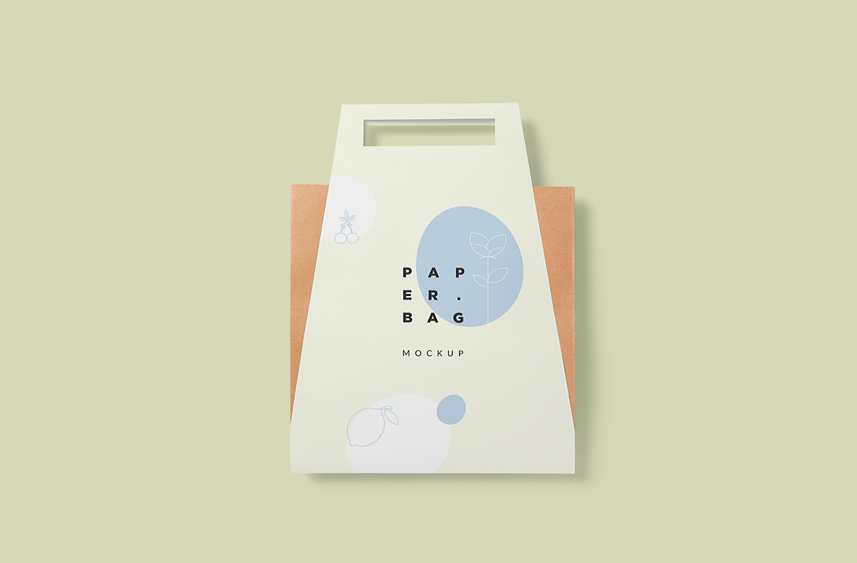 外卖带手提袋纸袋包装样机mockup5组插图1