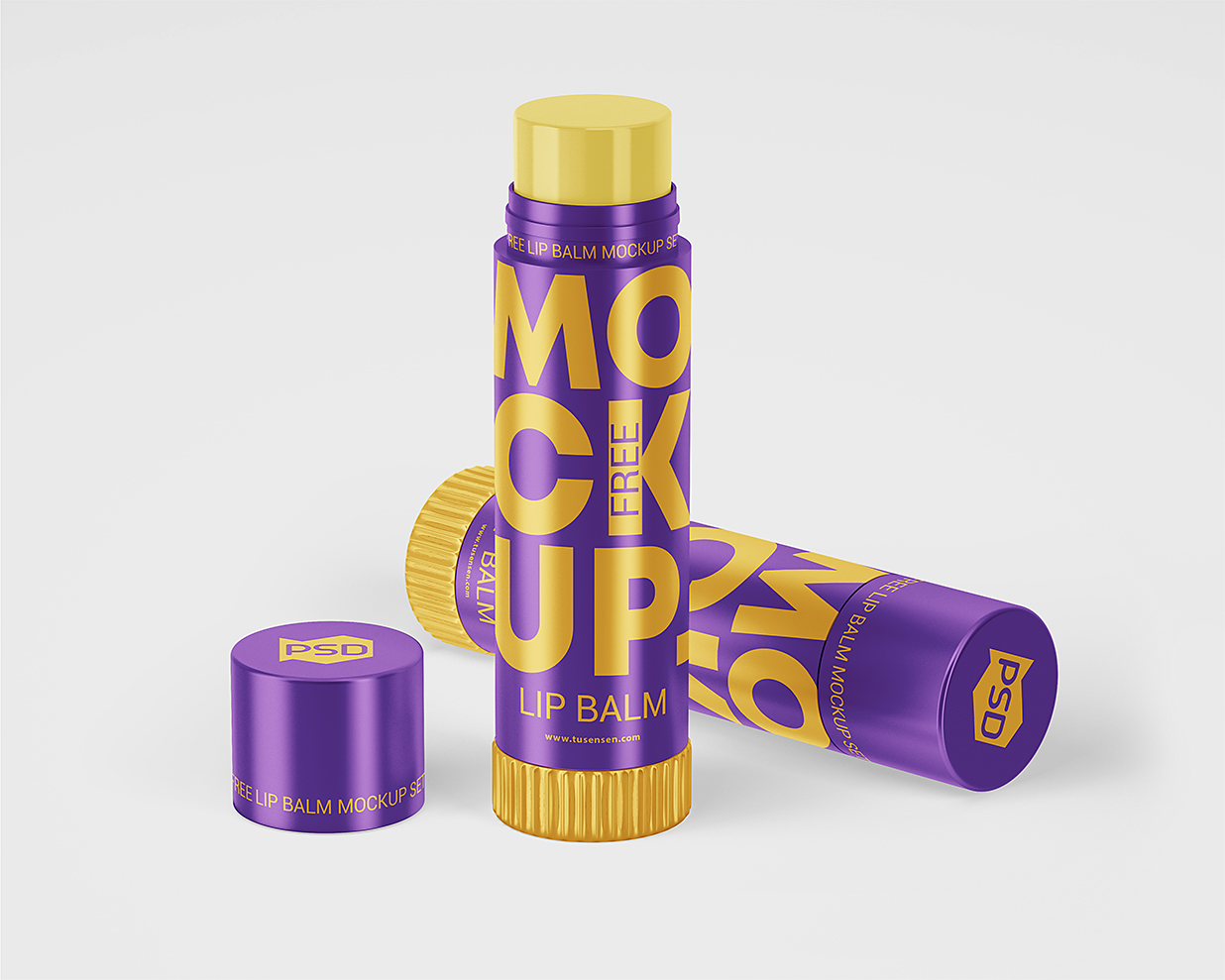 精致的唇膏润唇膏样机mockup2组插图1