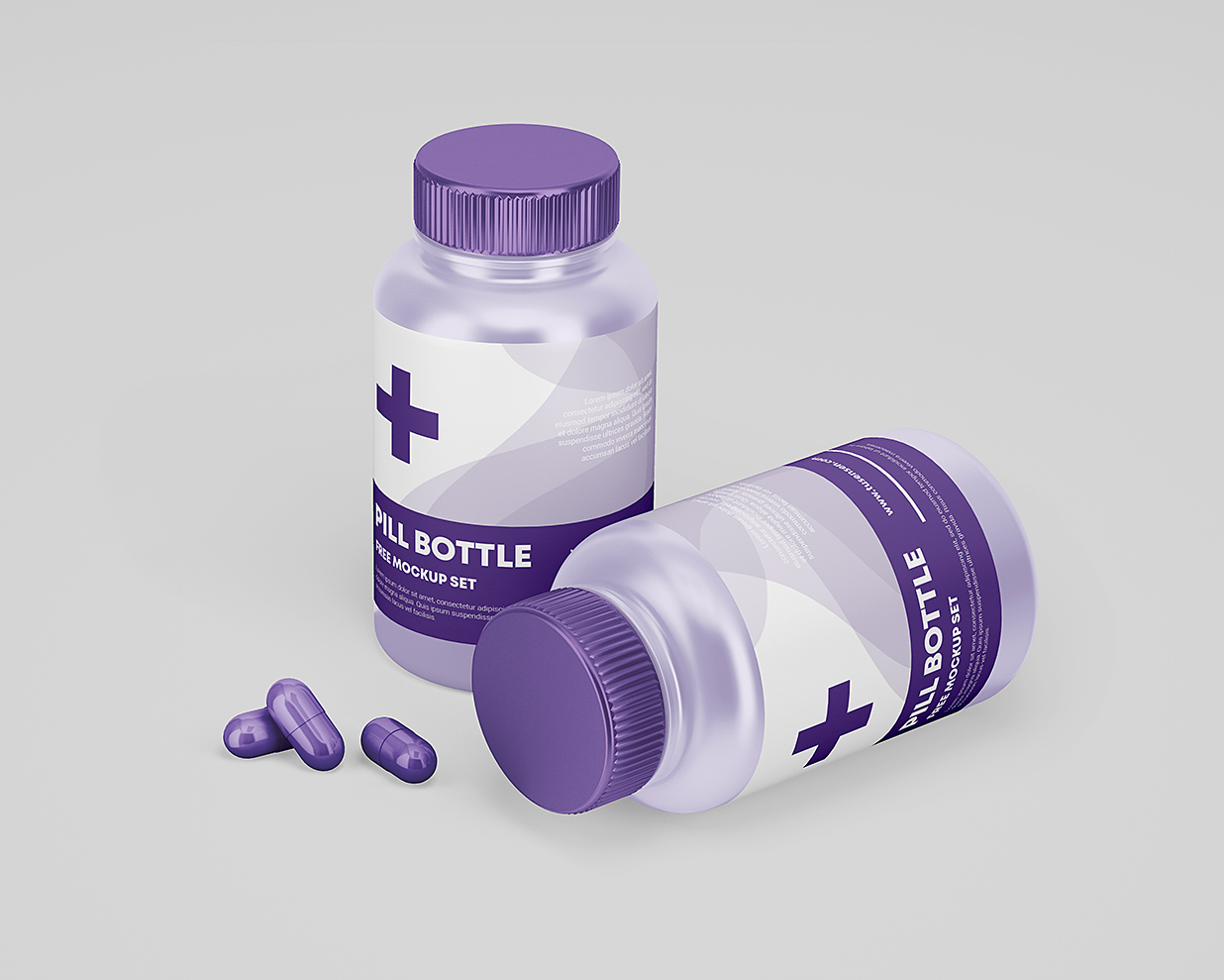 药瓶胶囊瓶保健品瓶包装样机mockup2组插图1