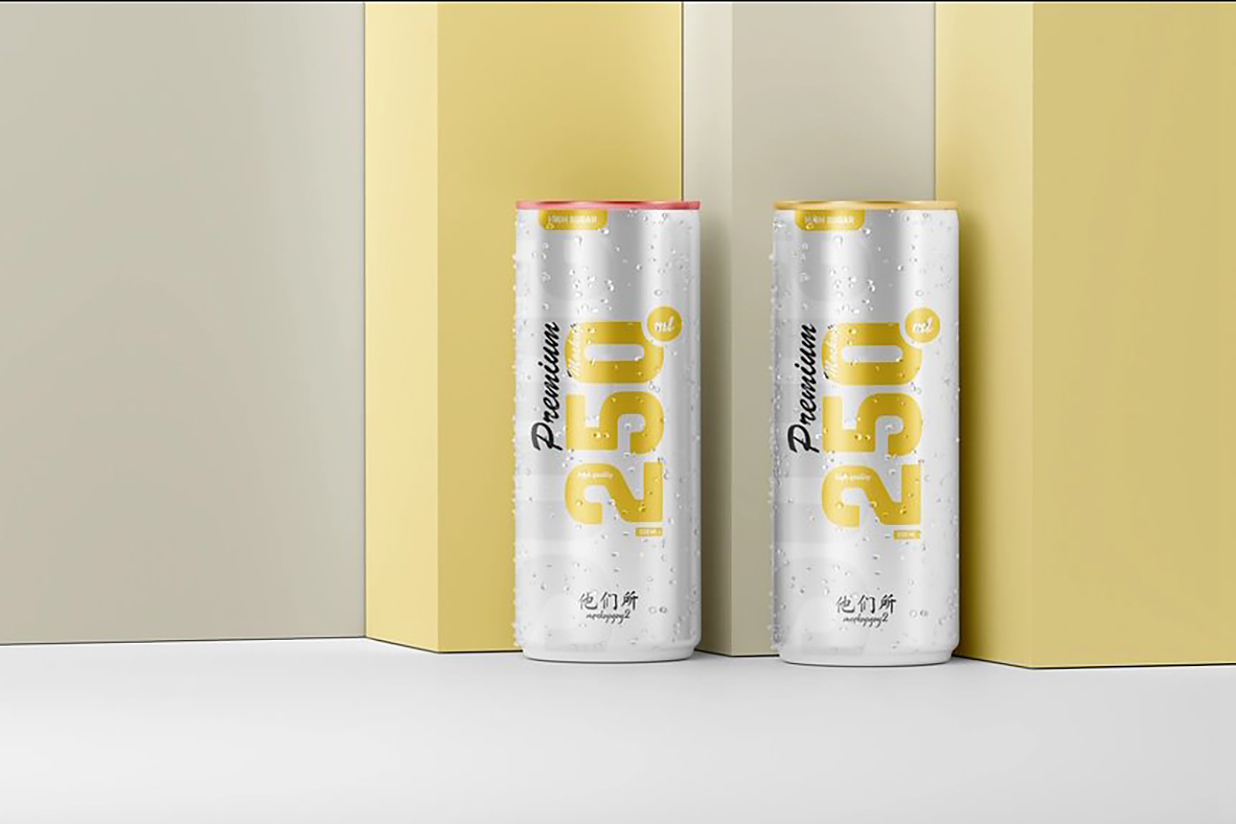 带场景的易拉罐饮料罐啤酒罐苏打水罐包装样机mockup3组插图1