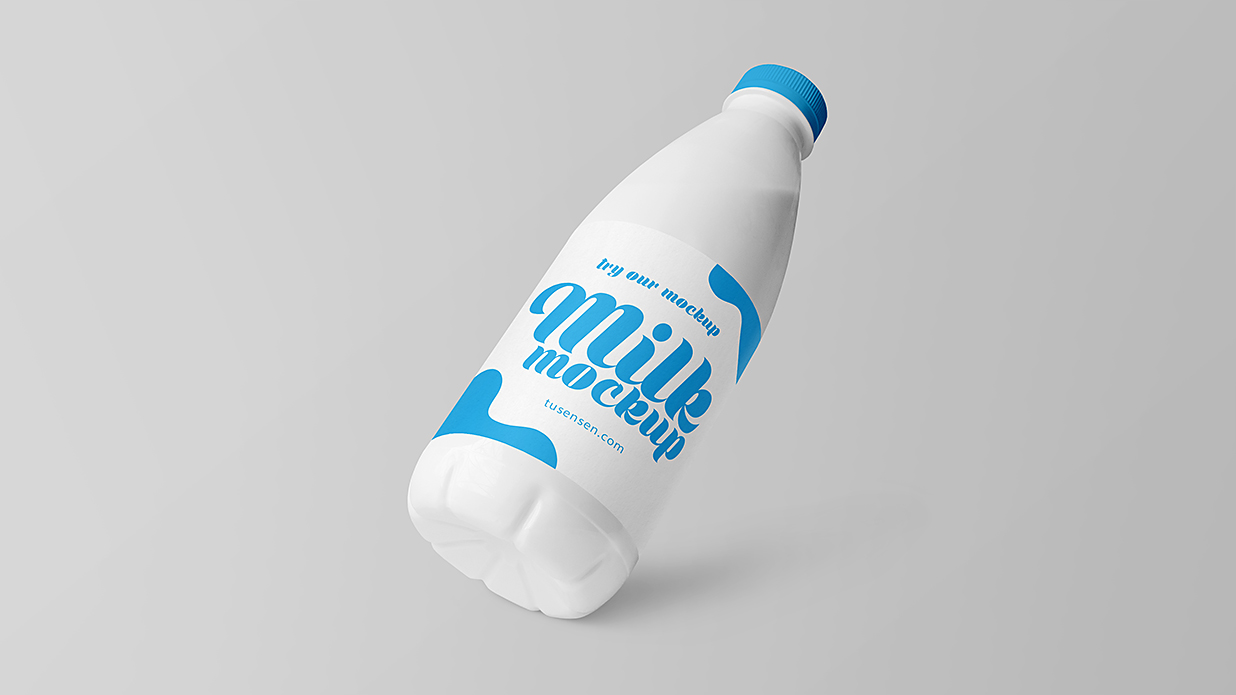 塑料牛奶瓶饮料瓶样机mockup3组插图1