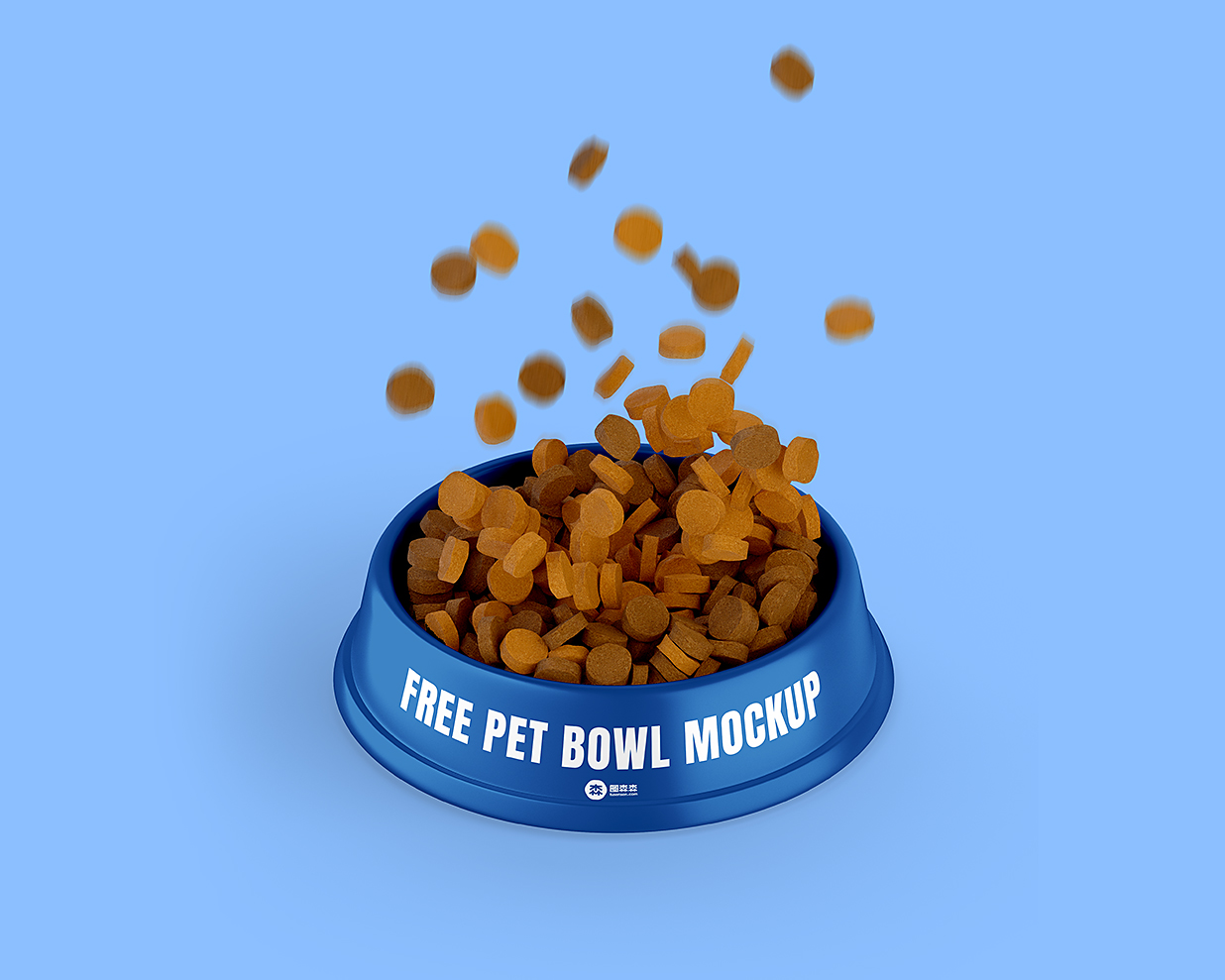 带狗粮的宠物碗猫碗狗碗样机mockup3组插图1