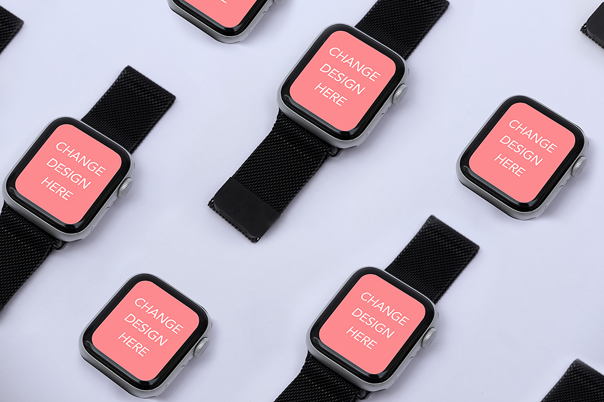 带石头场景的Apple Watch苹果手表样机3组mockup插图1