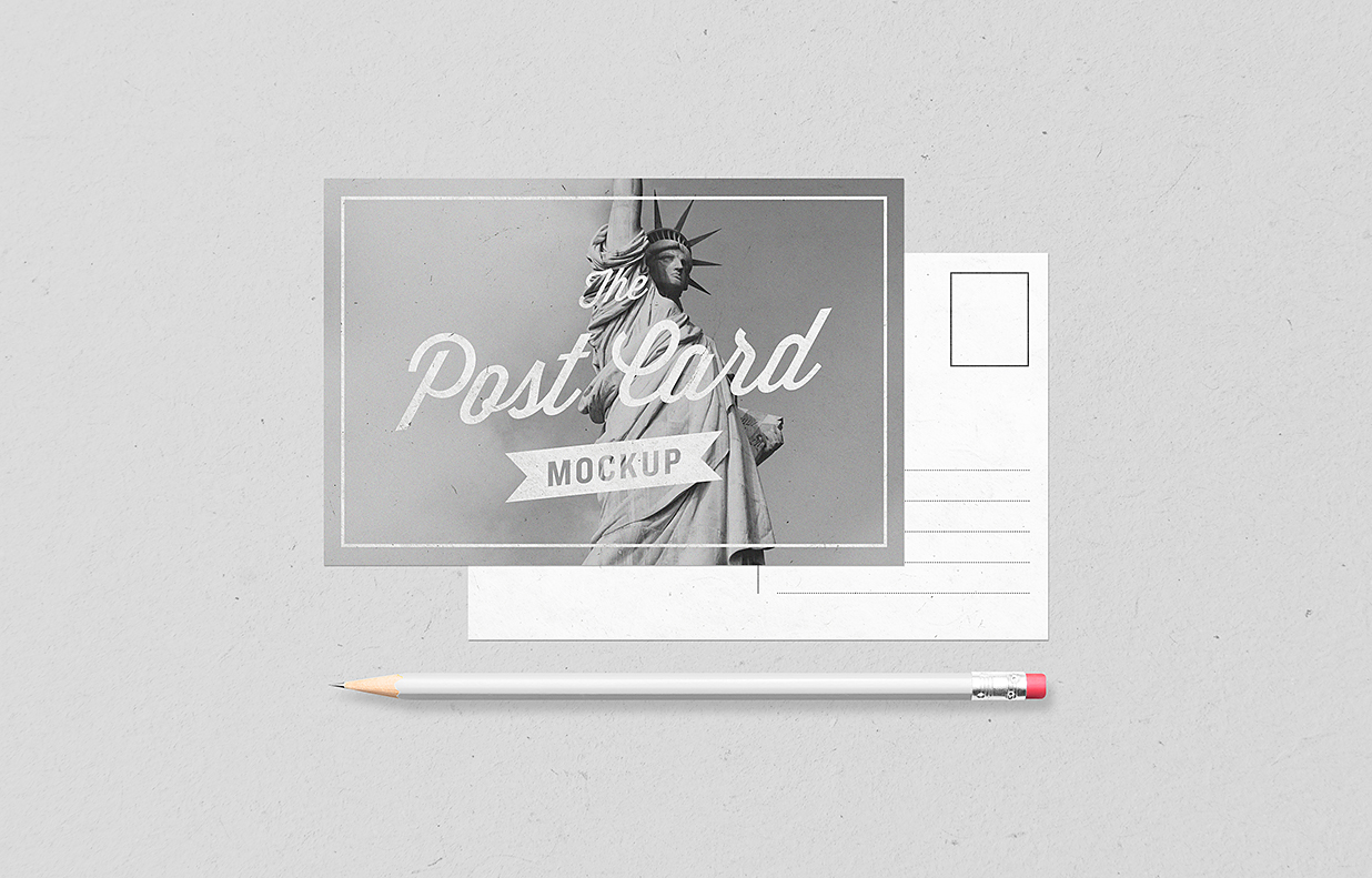 带铅笔的明信片样机mockup7组插图1