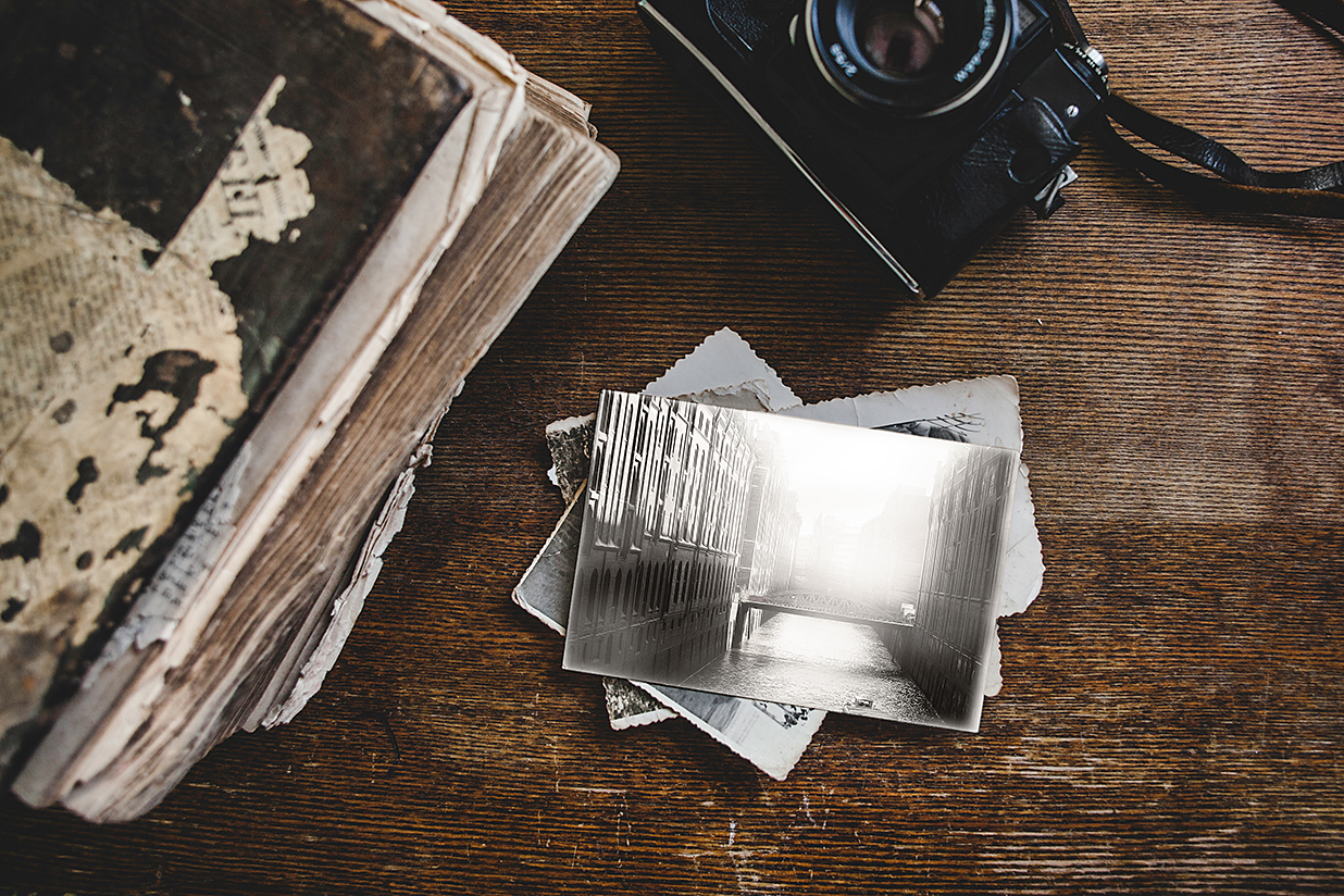 复古风明信片样机mockup4组插图1