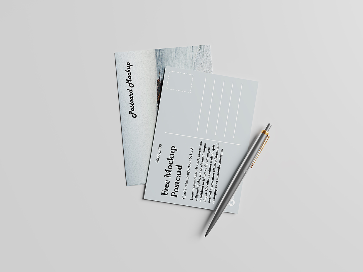 带信封的明信片贺卡样机mockup4组插图1