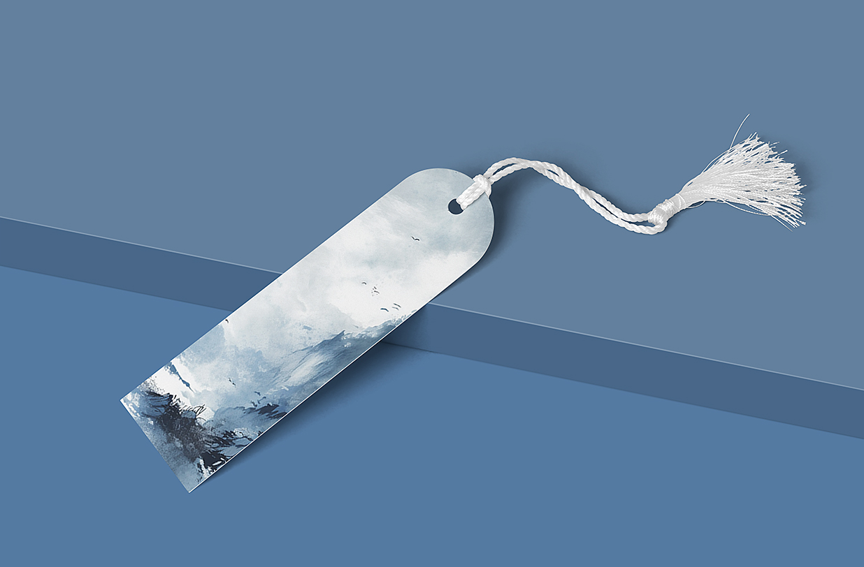 带流苏的书签样机mockup4组插图1