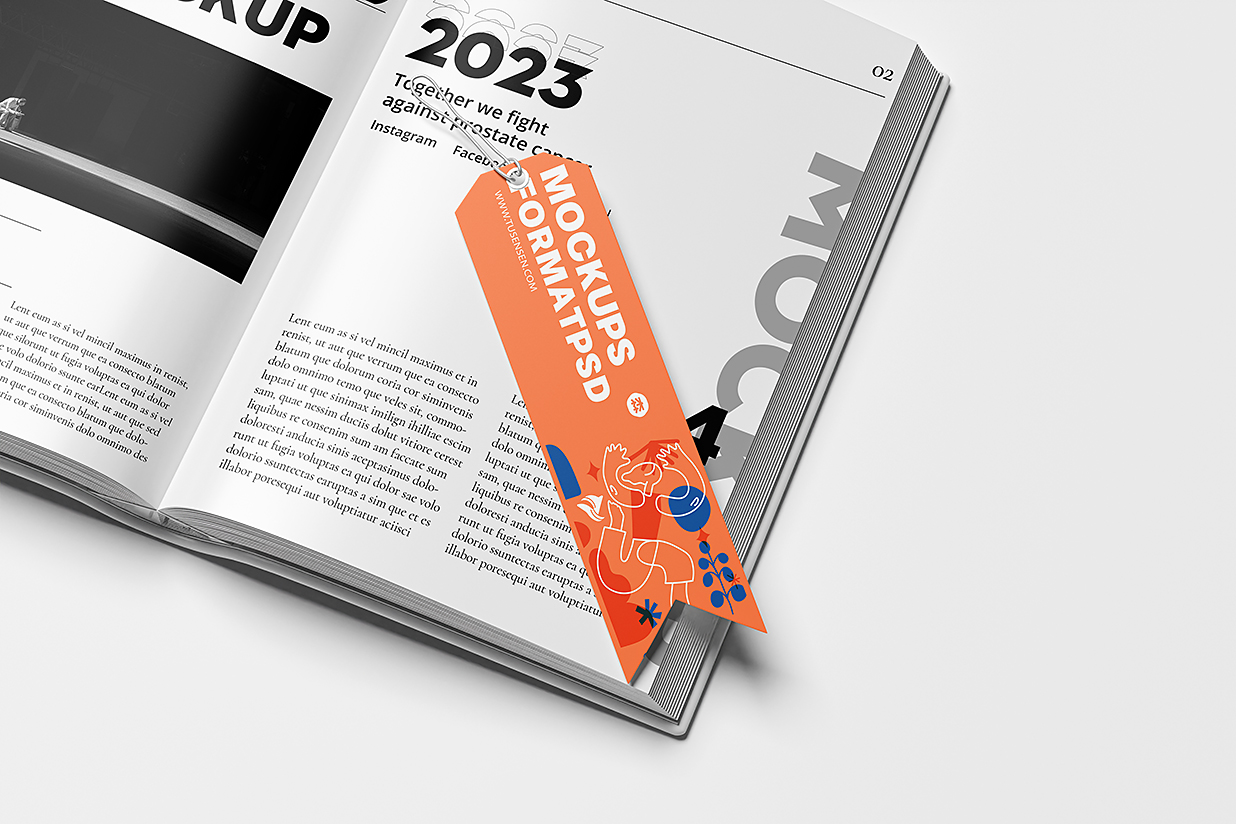 带书籍场景的书签样机mockup3组插图1