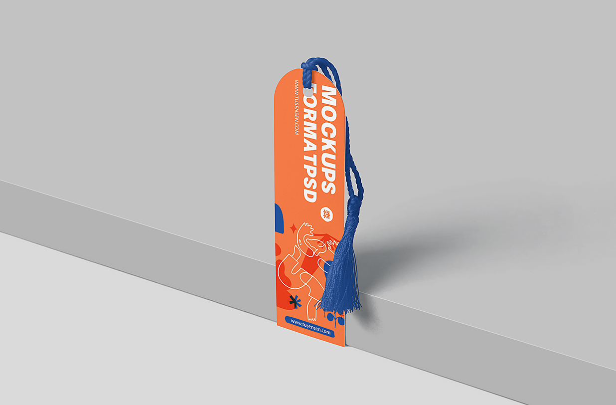 带流苏的书签样机mockup3组插图1