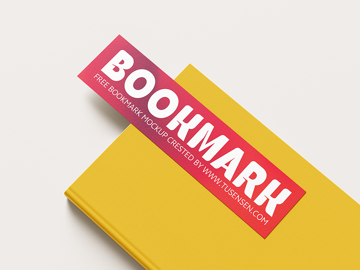 带书籍场景的书签样机mockup5组插图1