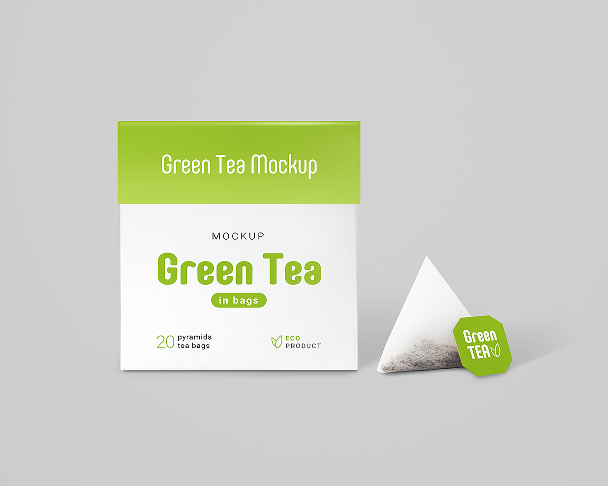 带包装盒的袋泡茶茶包样机mockup2组插图1