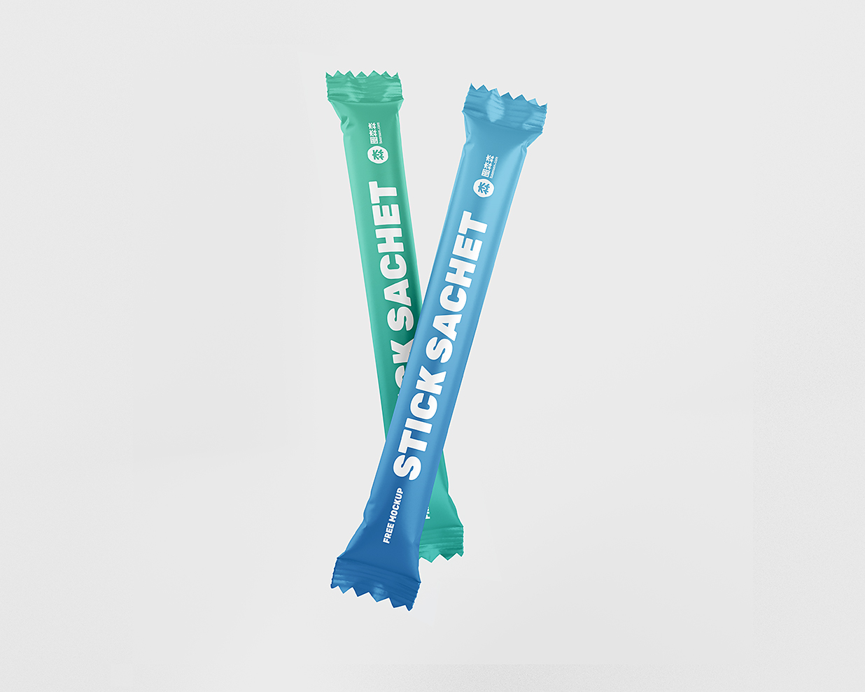 长条形速溶咖啡固体饮料包装袋样机mockup3组插图1