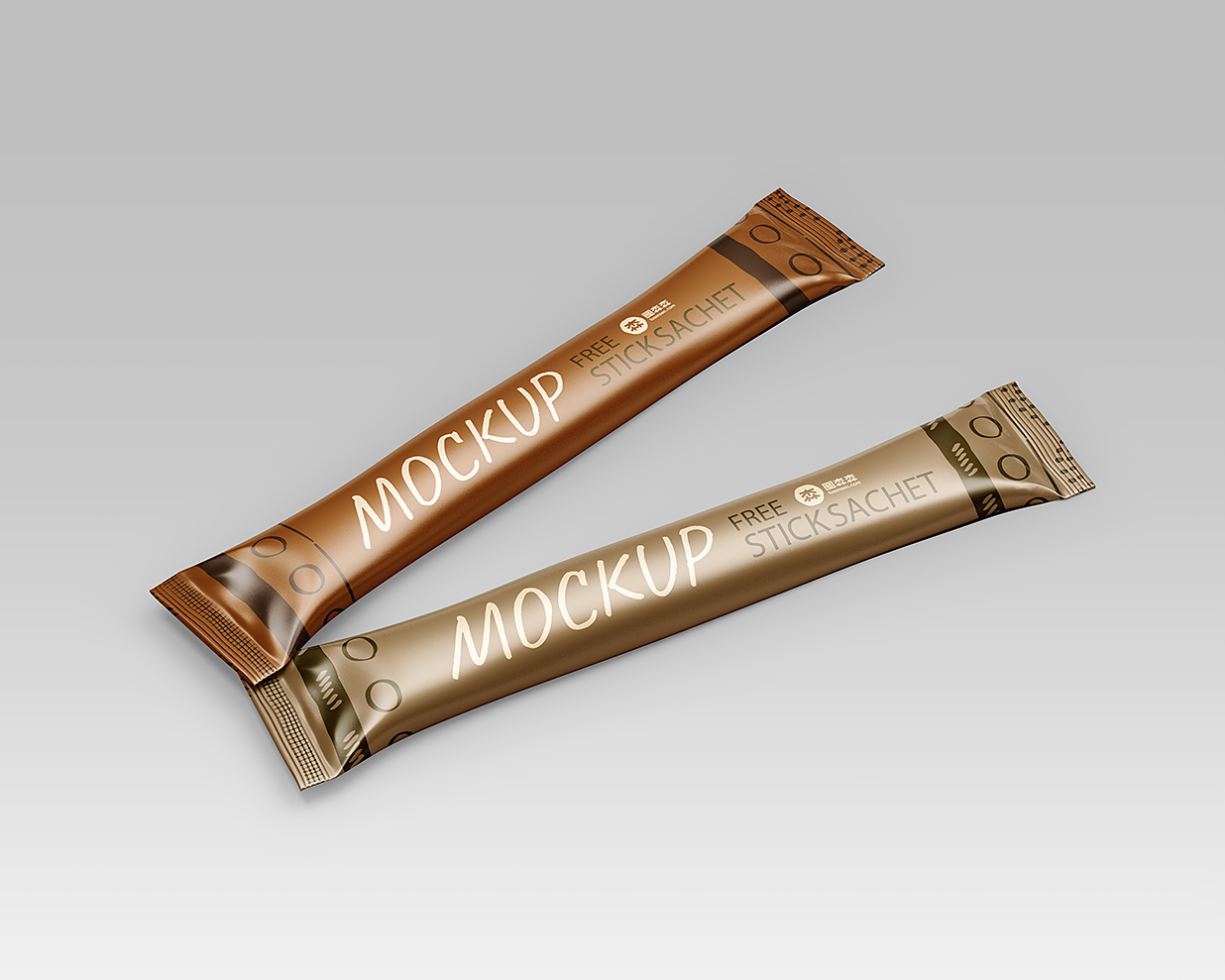 长条形速溶咖啡固体饮料包装袋样机mockup3组插图1