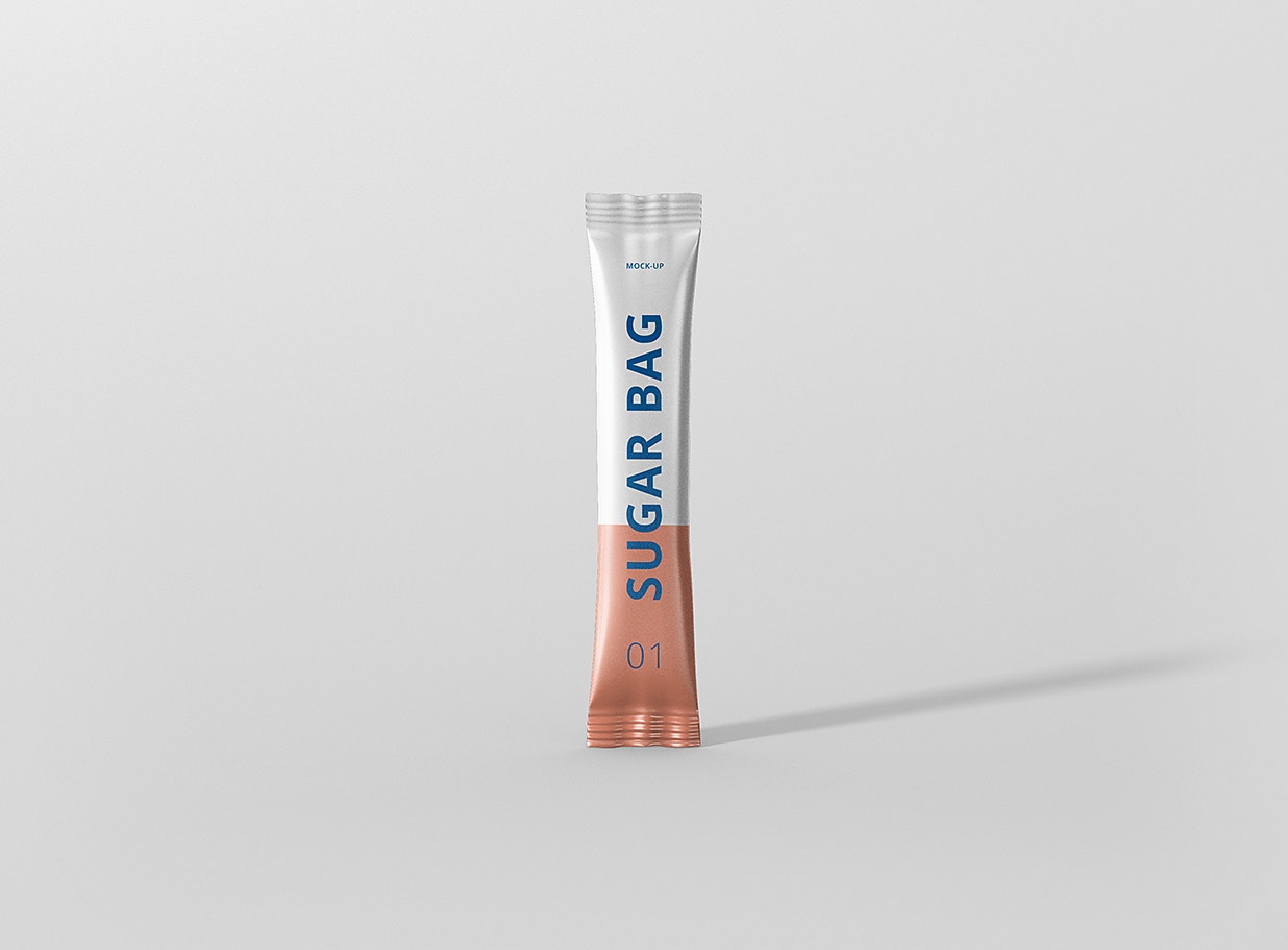 长条形速溶咖啡固体饮料包装袋样机mockup6组插图1