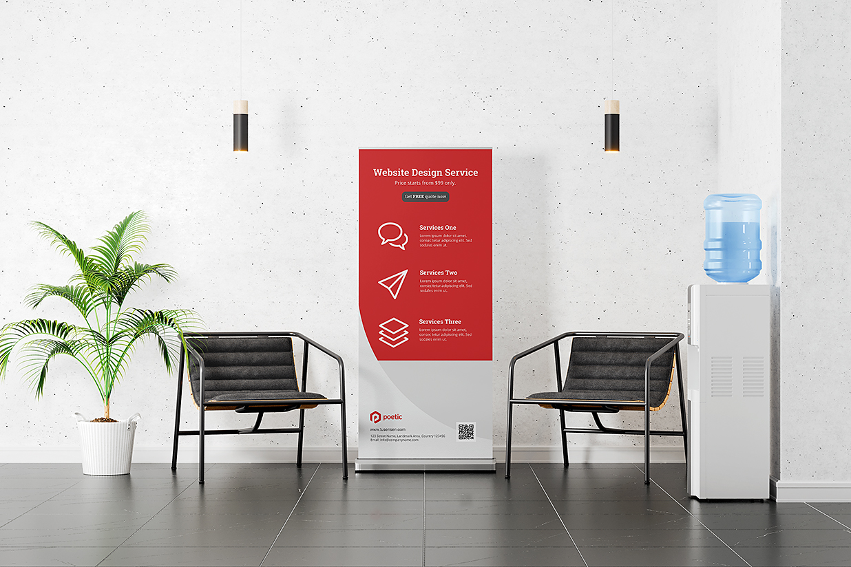 室内场景易拉宝样机mockup4组插图2