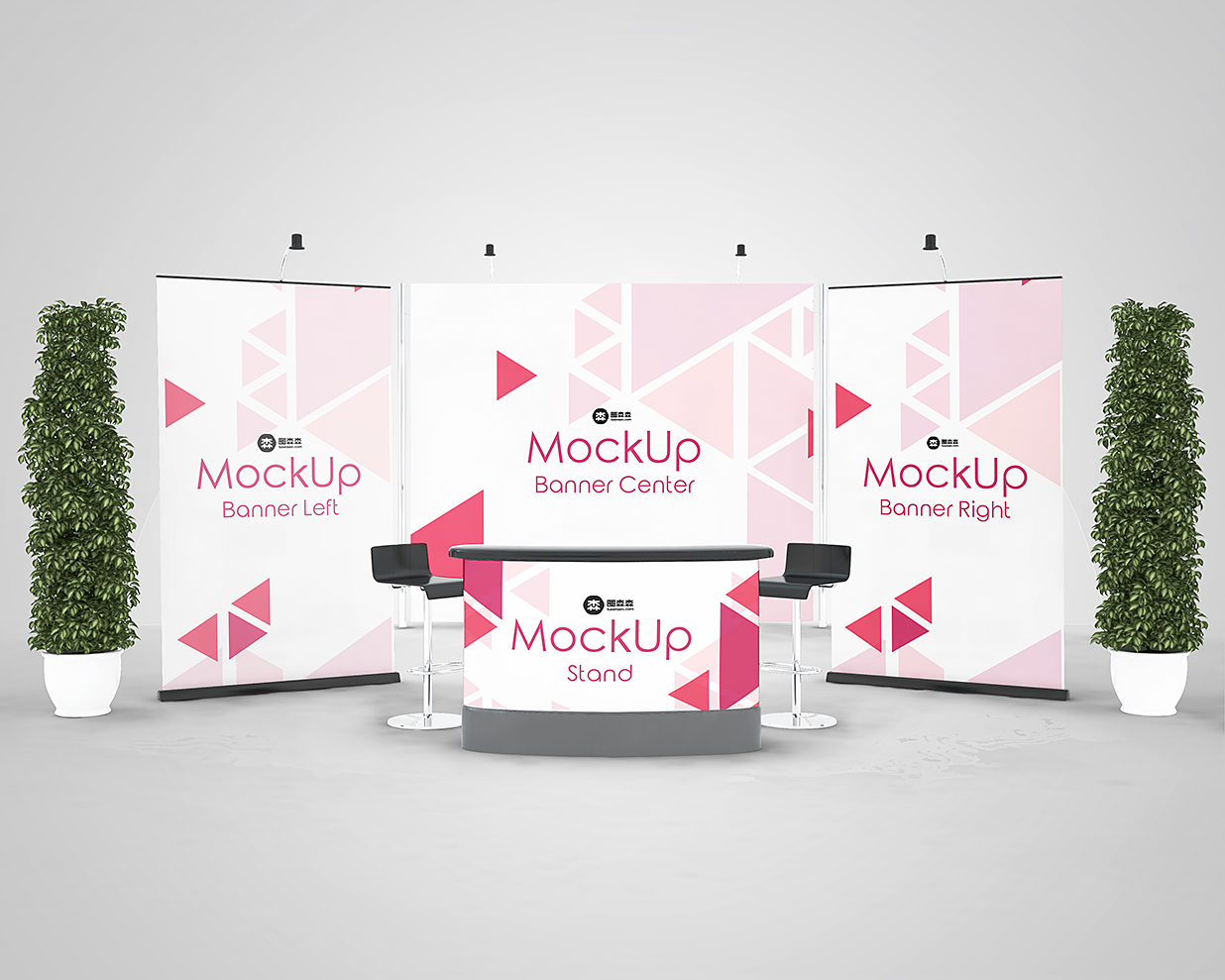 不同方位的展位样机 mockup3 组插图2