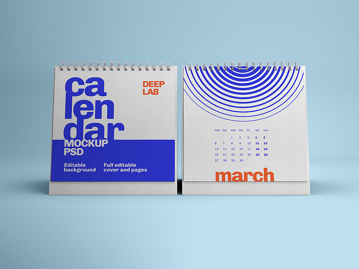 方形立式活页翻页台历日历样机mockup7组插图2