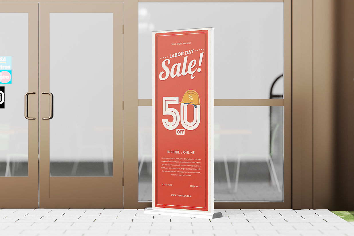 室外场景易拉宝样机mockup3组插图2