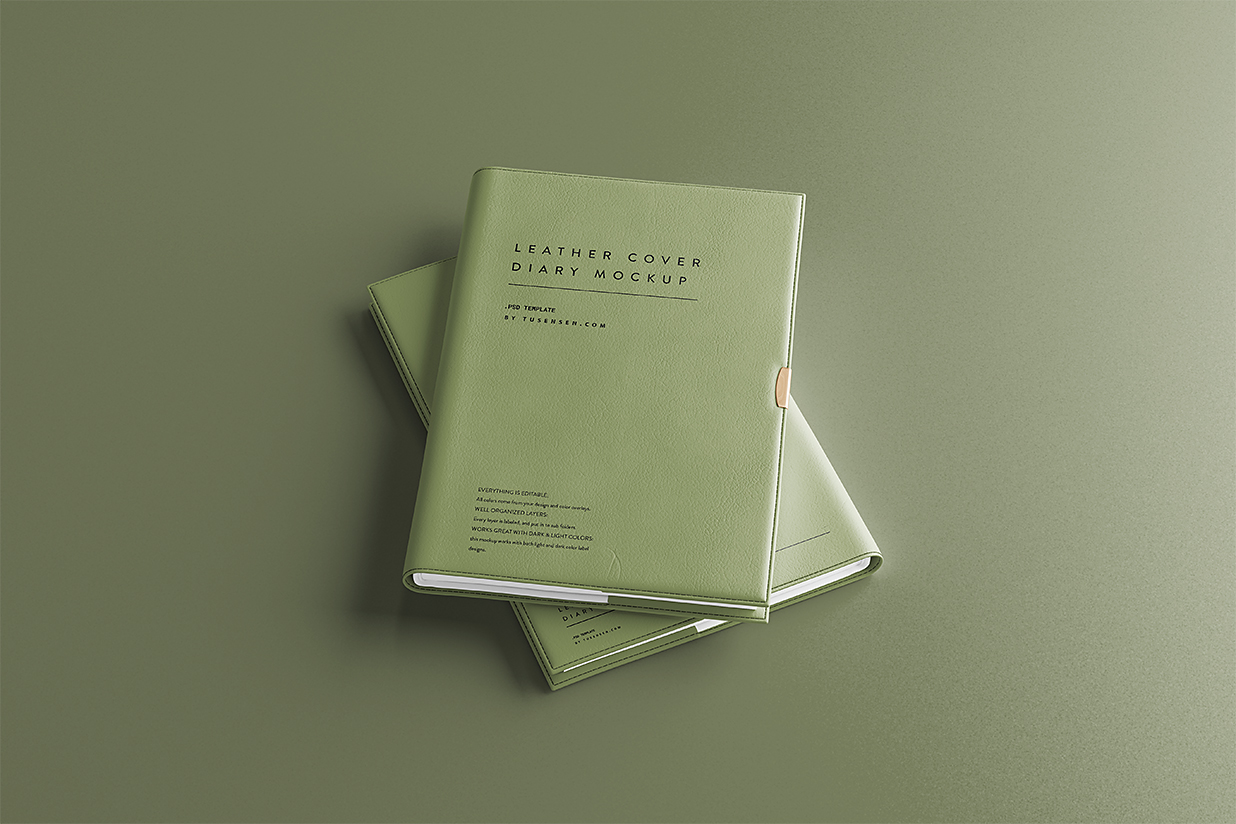 高质感皮革笔记本记事本本子样机mockup5组插图2