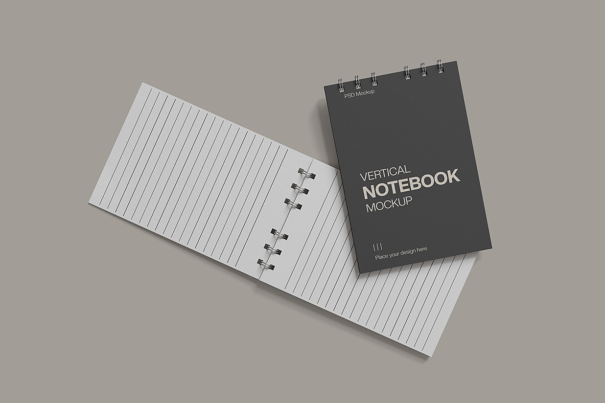竖版线圈笔记本记事本本子样机mockup3组插图2
