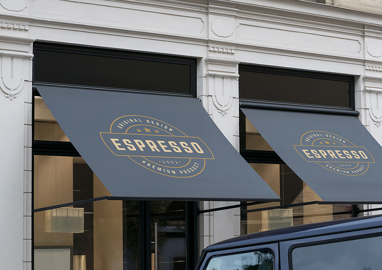 咖啡厅门头标牌招牌店招徽标样机mockup6组插图2