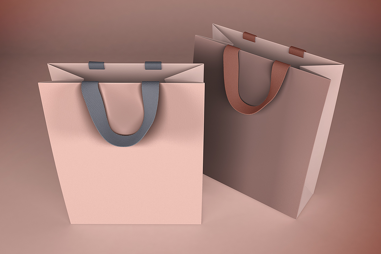 购物袋手提袋礼品袋纸袋样机mockup5组插图2