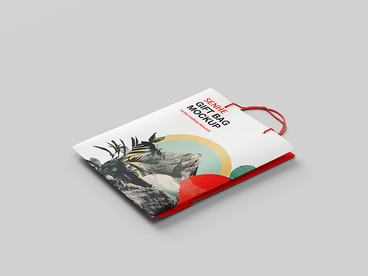 高质感礼品袋购物袋手提袋样机mockup4组插图2