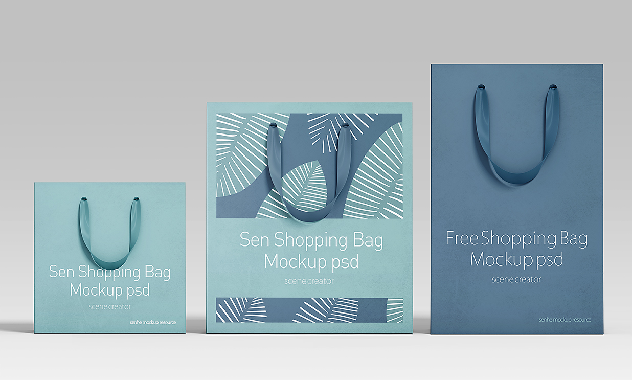 购物袋手提袋礼品袋样机mockup3组插图2