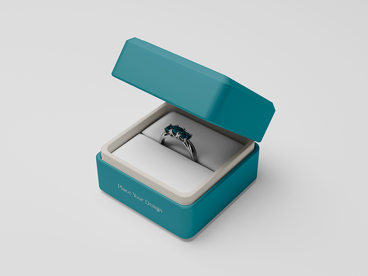 带戒指的珠宝盒首饰盒包装盒样机mockup3组插图2