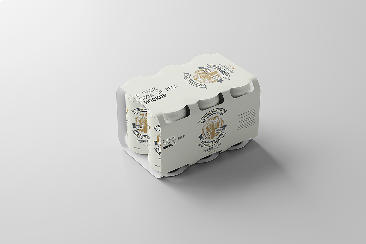 纸质提篮包装易拉罐饮料罐啤酒罐苏打水罐样机mockup4组插图2