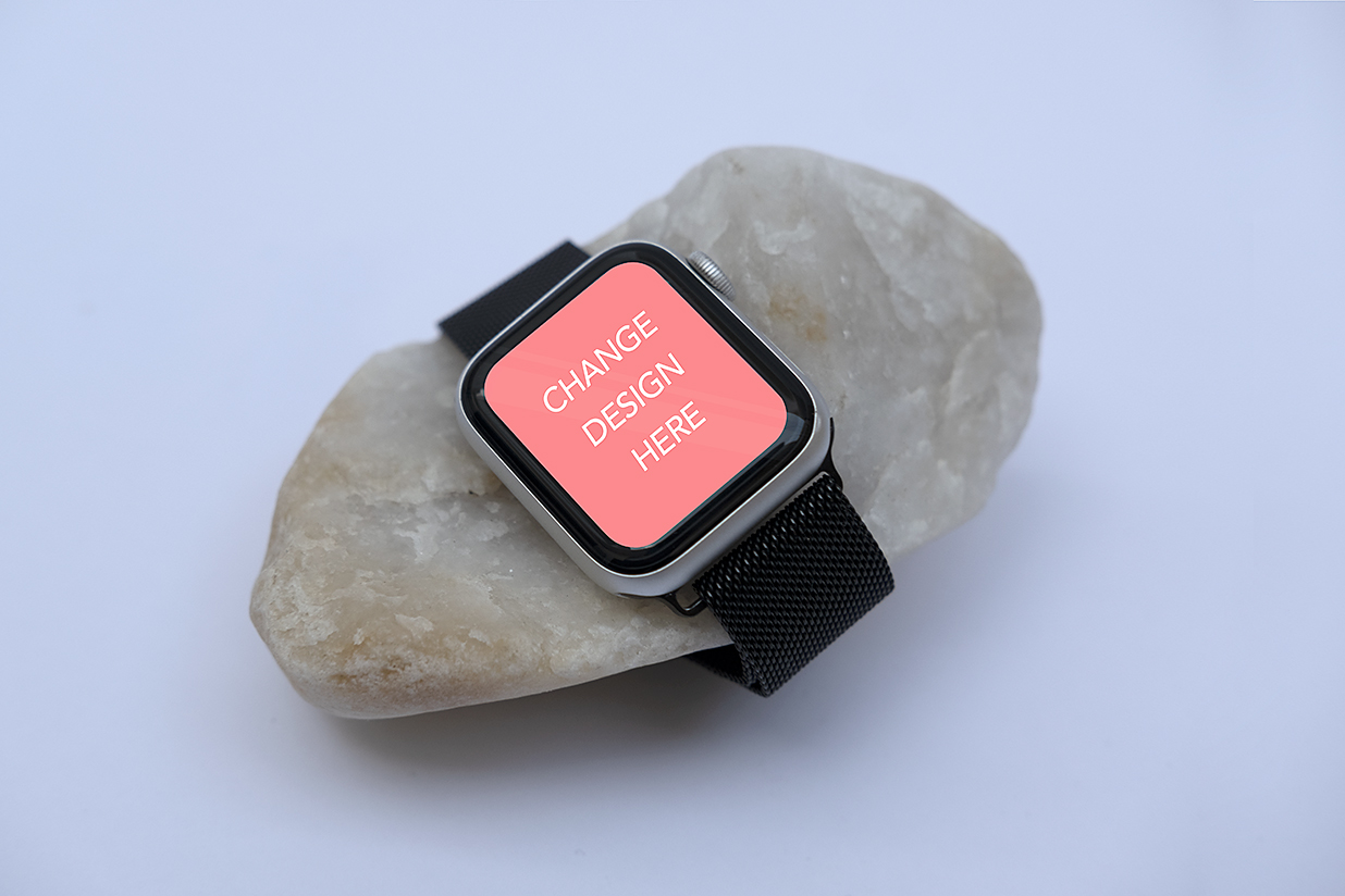 带石头场景的Apple Watch苹果手表样机3组mockup插图2