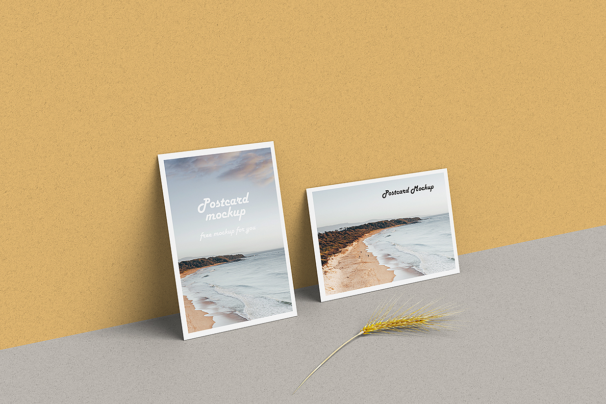 带墙面场景的明信片样机mockup3组插图2