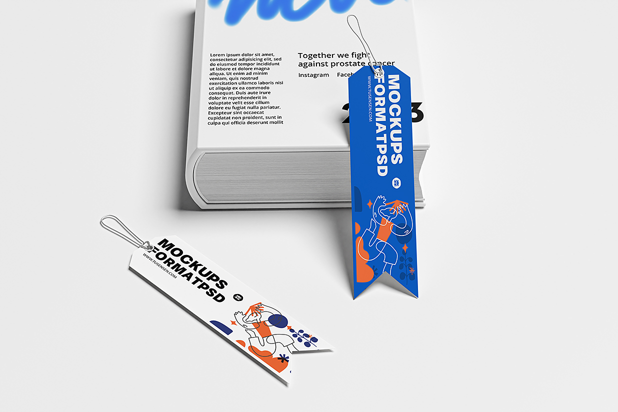带书籍场景的书签样机mockup3组插图2