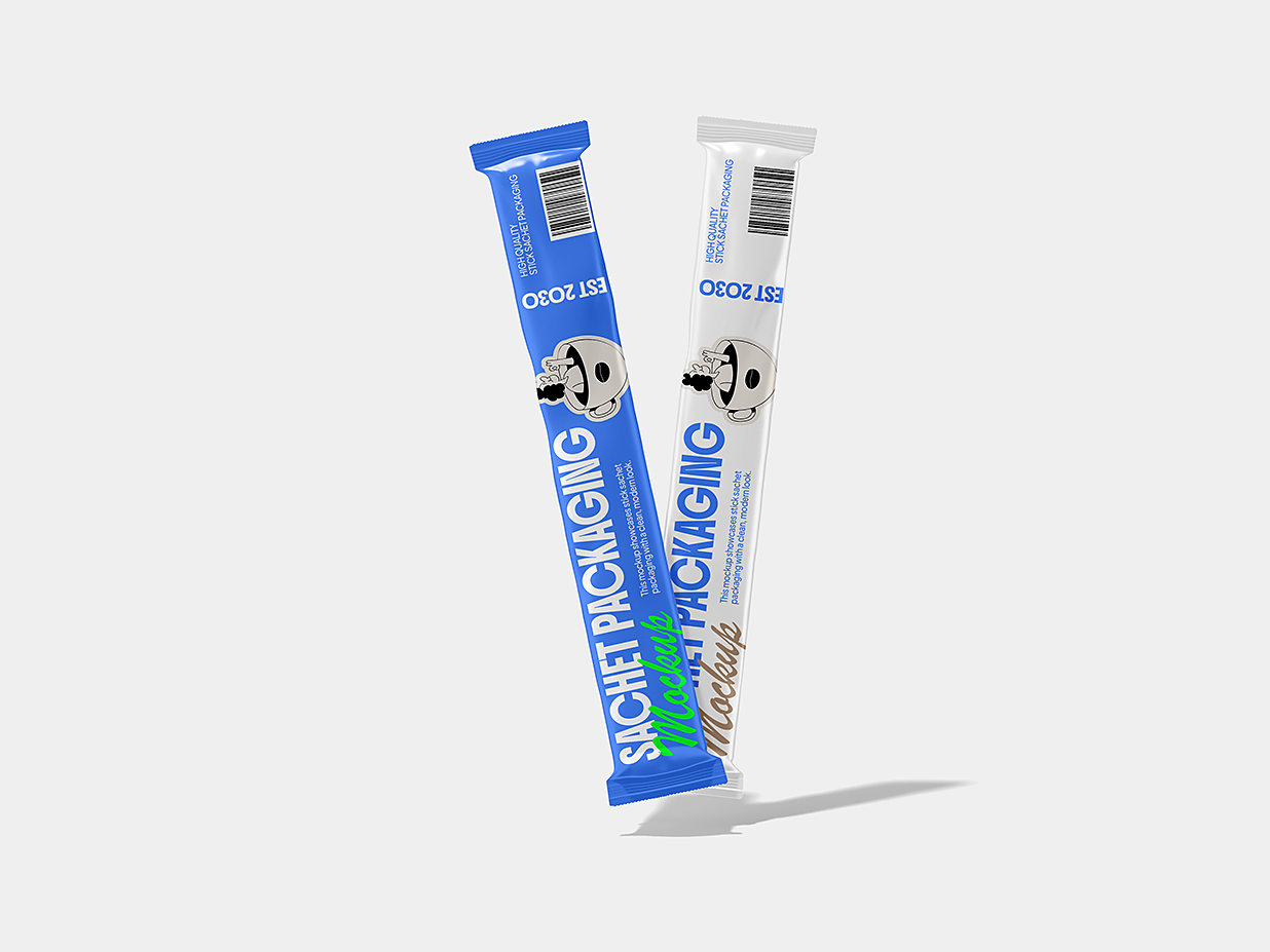 长条形速溶咖啡固体饮料包装袋样机mockup3组插图2