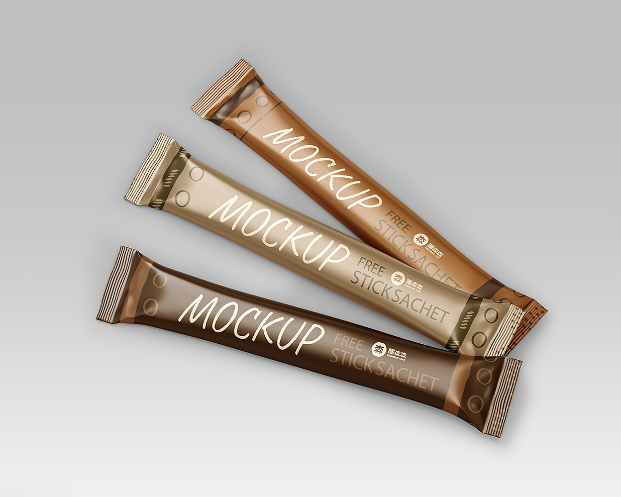 长条形速溶咖啡固体饮料包装袋样机mockup3组插图2