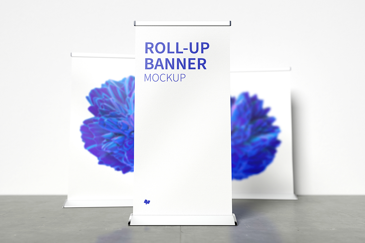 带墙面背景的易拉宝样机mockup4组插图3