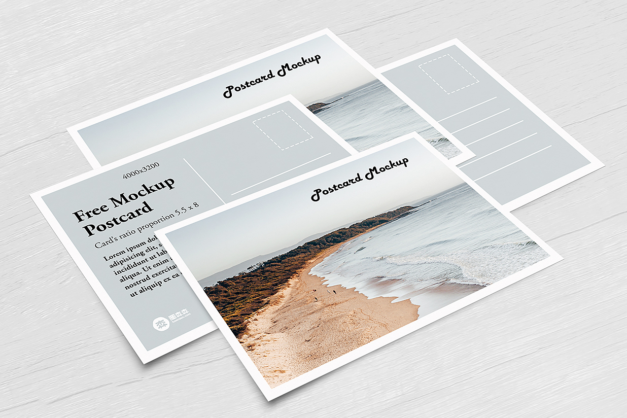 桌面上的明信片样机mockup6组插图3