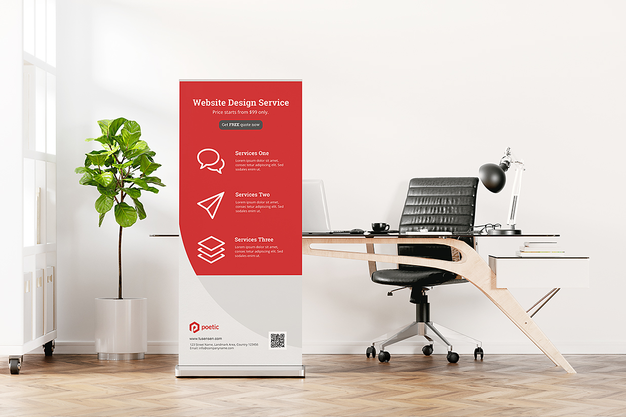 室内场景易拉宝样机mockup4组插图3