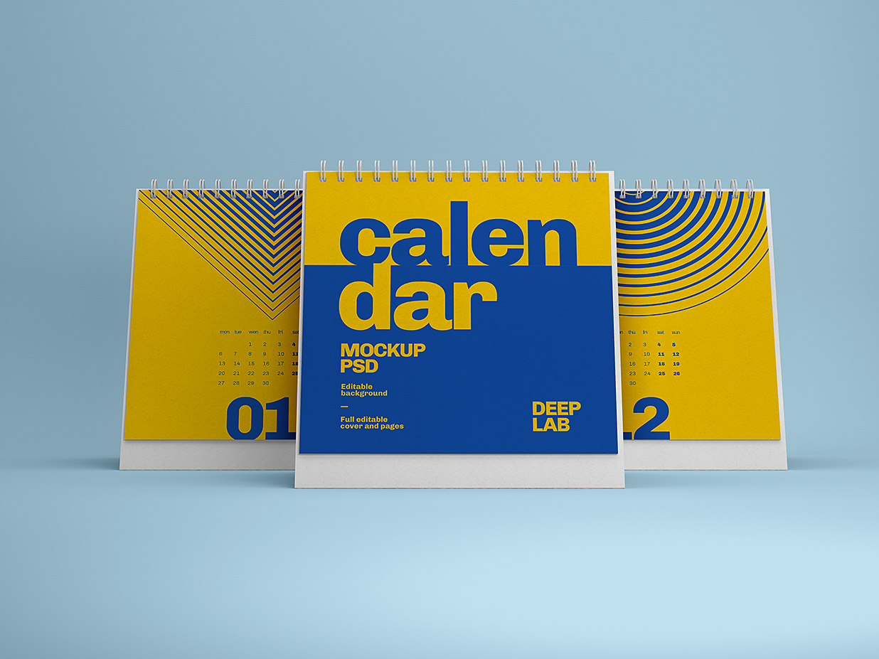 方形立式活页翻页台历日历样机mockup7组插图3