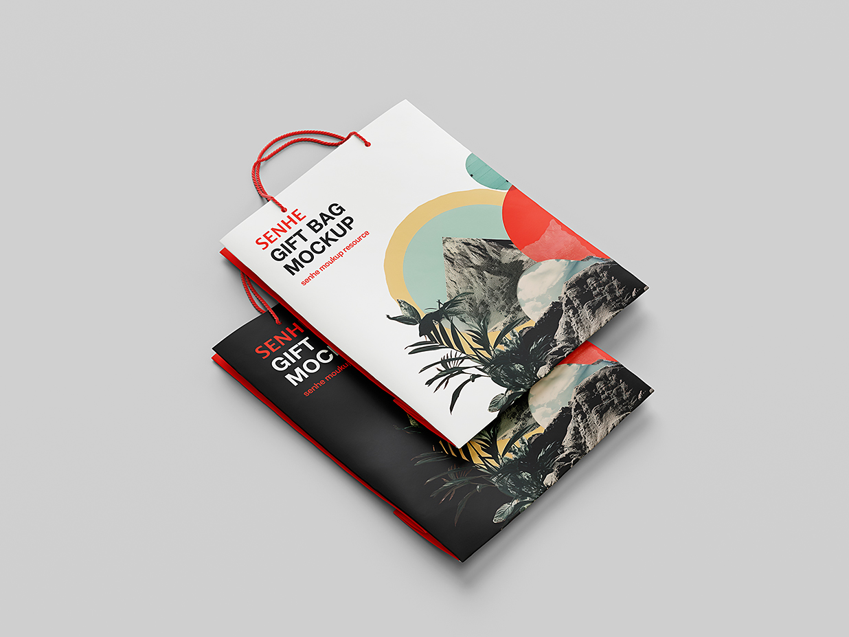 高质感礼品袋购物袋手提袋样机mockup4组插图3