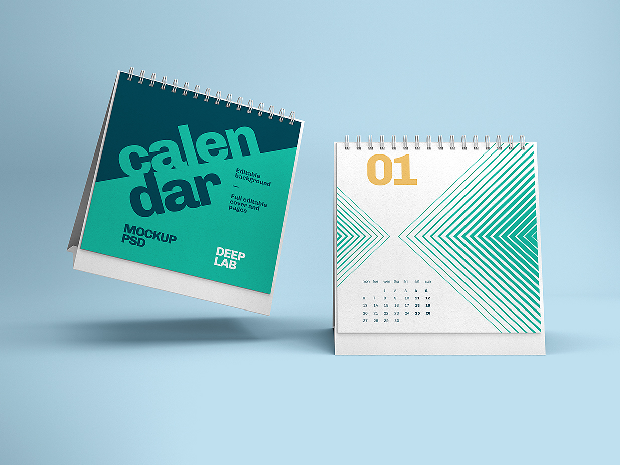 方形立式活页翻页台历日历样机mockup7组插图4