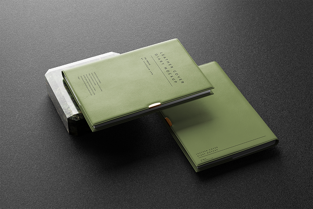 高质感皮革笔记本记事本本子样机mockup5组插图4