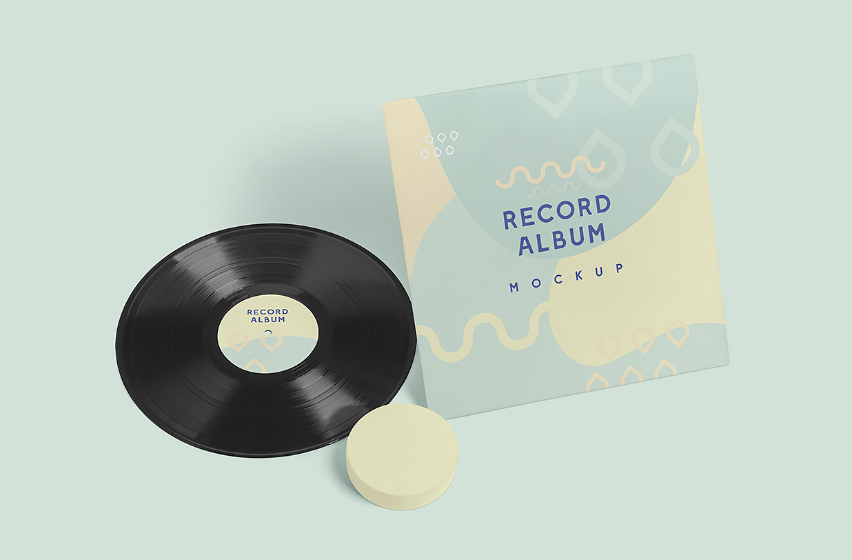 带包装的黑胶唱片样机mockup5组插图4