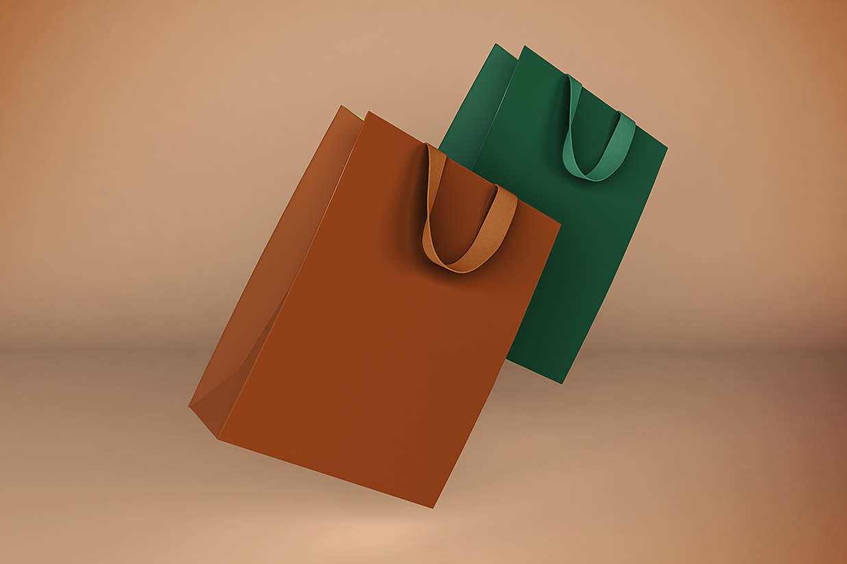 购物袋手提袋礼品袋纸袋样机mockup5组插图4