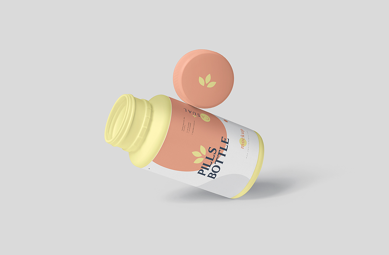 精致的药瓶保健品瓶包装样机mockup5组插图4