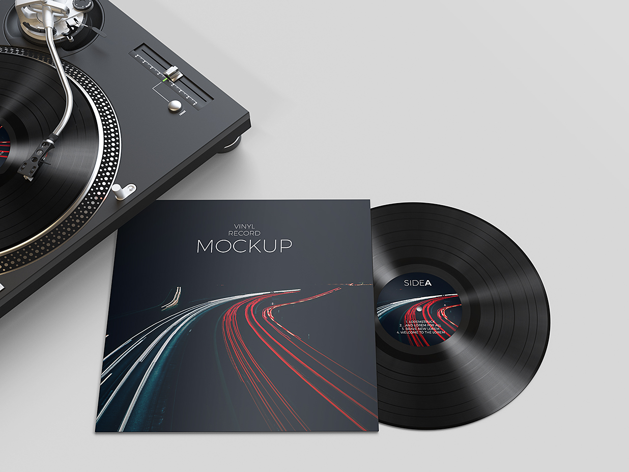 带唱片机的黑胶唱片样机mockup12组插图6